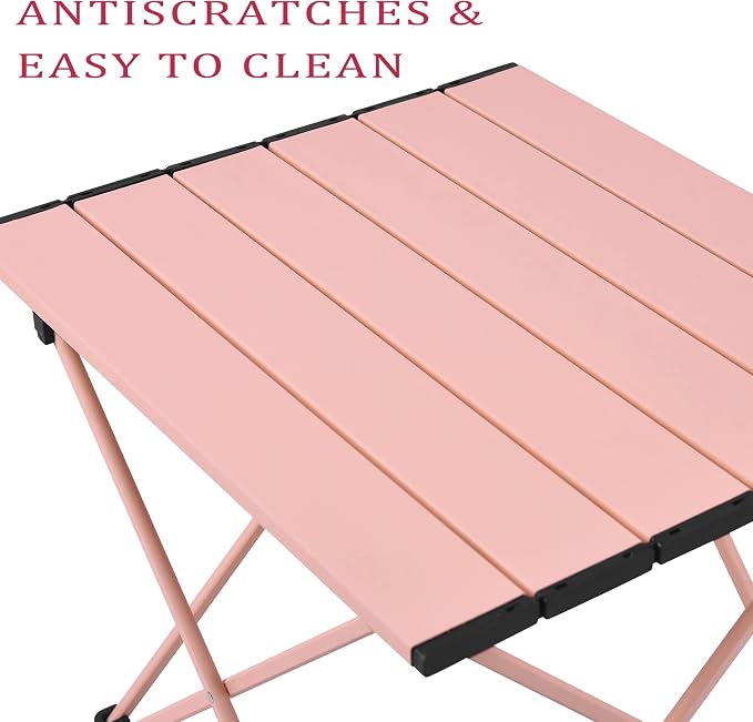 Grope Portable Camping Table with Aluminum Table Top, Folding Beach Table Easy to Carry, Prefect for Outdoor, Picnic, BBQ, Cooking, Festival, Beach, Home (Pink-M) - Image 7