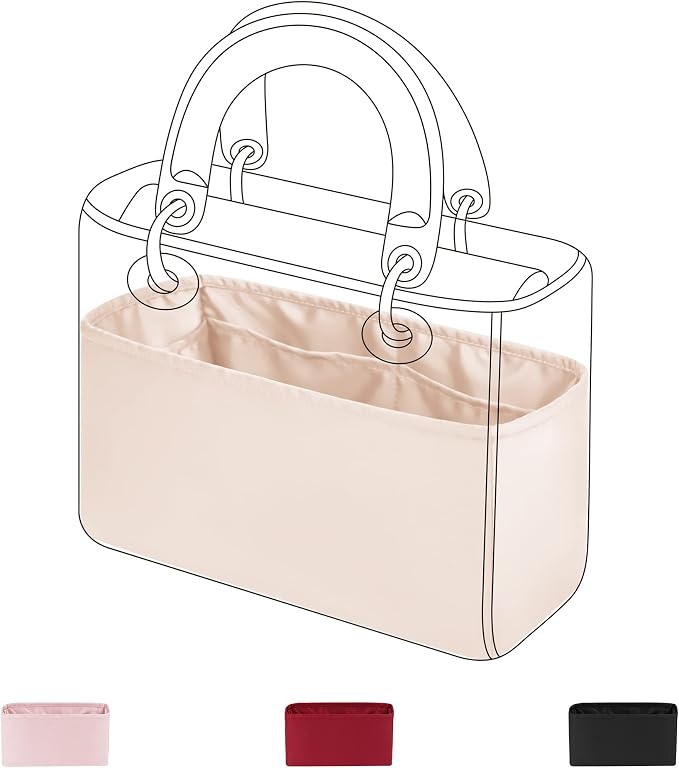 DGAZ Silk Purse Organizer Insert For Lady-Dior Micro/Mini/S/M/L bags，Silky Smooth Bag Organizer，Luxury Handbag & Tote Shaper（Craie，Micro） | Soft and Lightweight,Perfect Fit,Multi-pocket Storage,Bag Protector,Luxury Bag Care,Handmade,for Smooth Bag Orga... by DGAZ
