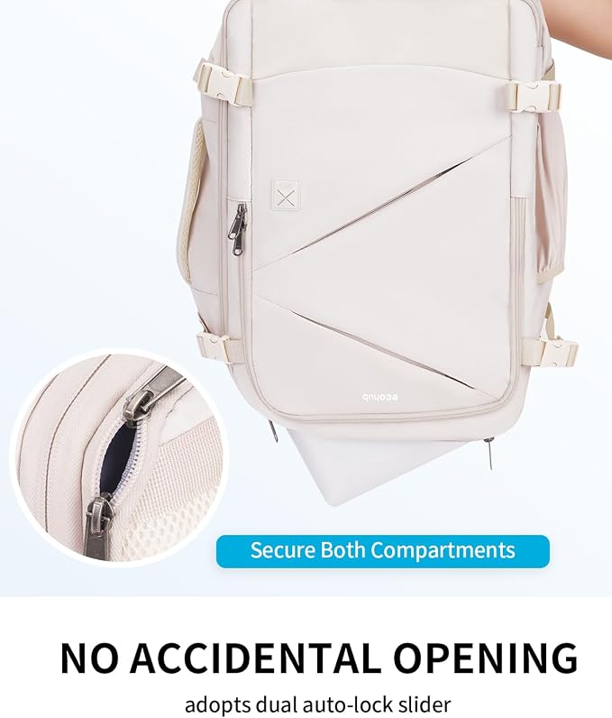 ECOHUB Carry On Travel Backpack, Expandable Airlines Personal Item Bag 18x14x8, Water Resistant 17 inch Laptop Backpack Flight Approved, 12 Pockets 30L Work Backpacks with Wet Pocket & Cable Slot - Image 5