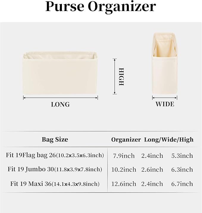 19 Bag Organizer Insert, Purse Organizer with Silky Satin Compatible with Chanel 19 Bag Maxi, Lightweight Inner Bag for Luxury Bags (Craie, Maxi36) - Image 6