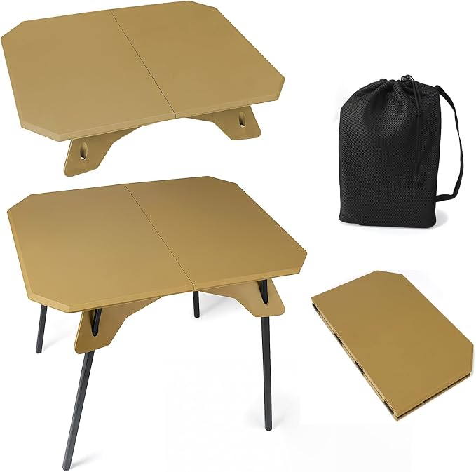 TOPCHANCES Ultralight Camping Table, Compact & Collapsible Aluminum Camping Tables for Backpacking, 2 Height Settings -Portable Carry Case for Hiking, Expeditions & Patio(Khaki) by TOPCHANCES