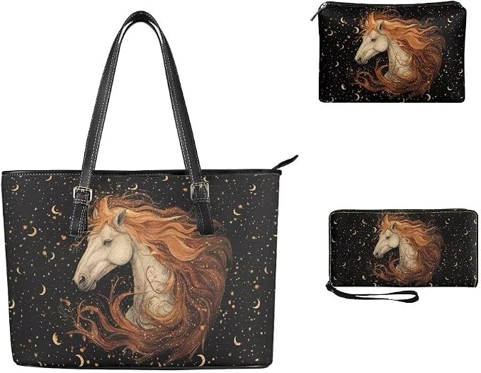 Women Purse Handbags Wallet Sets Leather Shoulder Tote Bag for Women,Top Handle Purse with Wrist Wallet Bag - Image 3