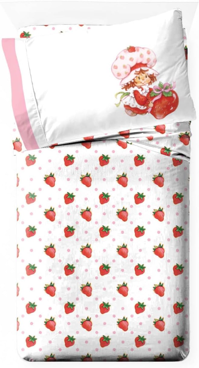 Strawberry Shortcake Toddler Comforter Set 4 Piece Kids Bedding, Pink | Bed in a Bag, Comforter Sheets Pillowcase, Official Brand, Soft Microfiber, Machine Washable, Easy Care, Girls Gift - Image 2