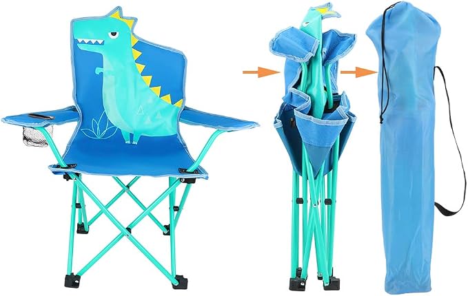 KABOER Kids Outdoor Folding Camping Chair with Cup Holder Carrying Bag | Portable Camping Chair for Beach Picnic Camping Travel Lawn Ages 3-10 - Image 6