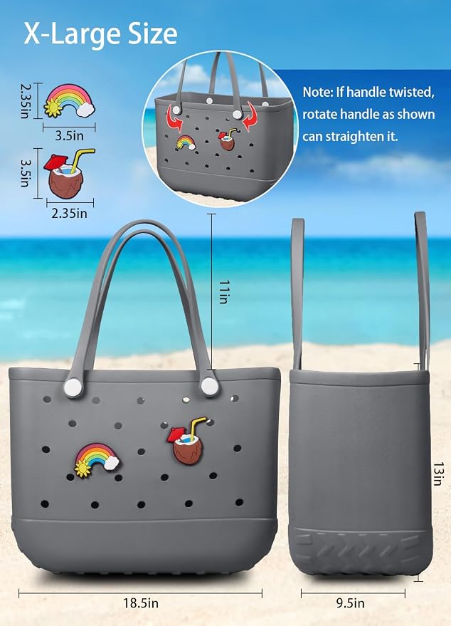 Baonat Beach Bag Rubber Tote Bag - Waterproof Travel Bag for Women Washable Tote Bag Handbag for Sports Beach Market Pool - Image 2