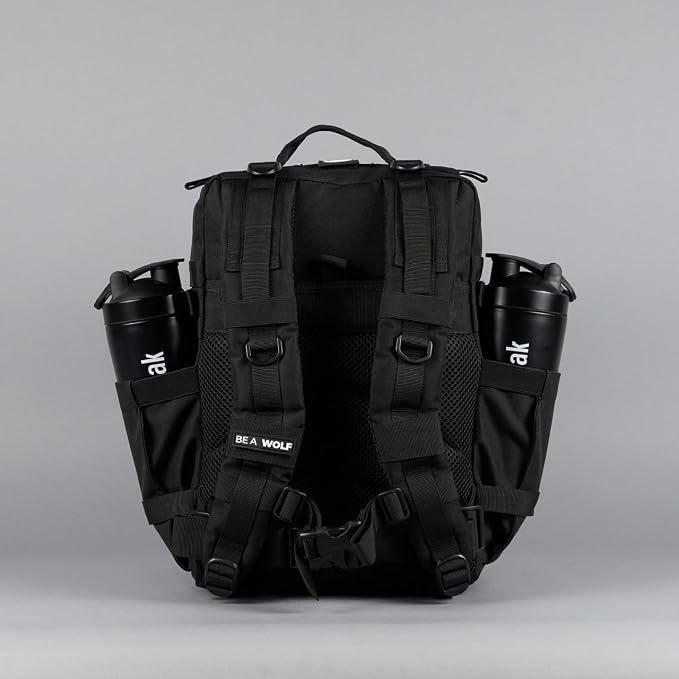 WOLFpak 35L Tactical Gym Backpack (Alpha Black) Durable 1000D Waterproof Oxford Material with MOLLE Webbing, Laptop Pocket & Dual Cup Holders, Durable Fitness/Travel/Military Daypack - Image 9