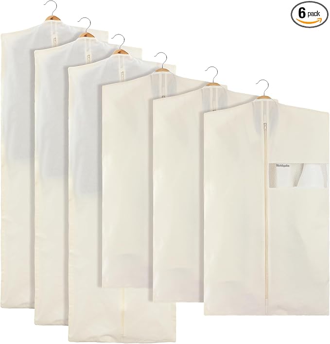 Aliceset 6 Pcs 40'' and 65'' Cotton Garment Bags for Hanging Clothes Canvas Suit Bags for Clothes Coats Jackets Shirts Closet Storage Travel Gusseted Hanging Garment Cover by Aliceset