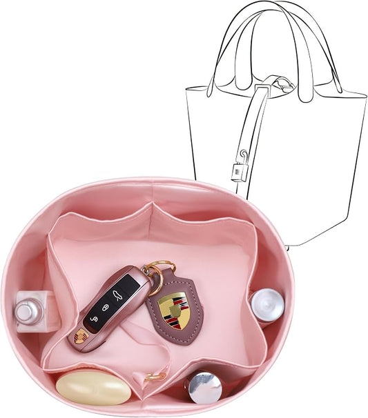 Fits for Picotin 18 Bag Insert, Premium Silk Purse Organizer Insert, Smooth Touch & Lightweight， Luxury Handbag Organizer with Gift Box Fits For Hermes(PC18,Pink) by JLYZMoon
