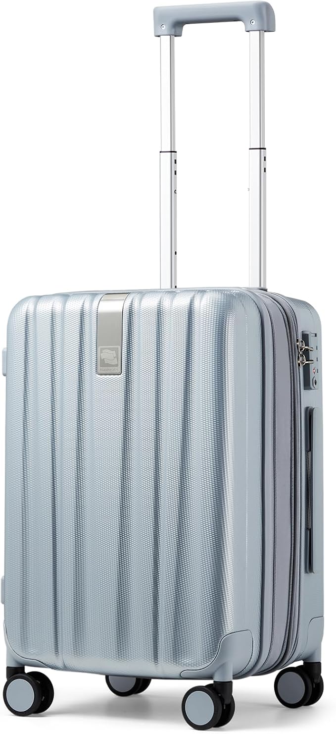 Hanke 20 Inch Expandable Carry on Luggage 22x14x9 Airline Approved Lightweight PC Hard Shell Suitcases with Wheels Travel Luggage Rolling Suitcase Travel Luggage Bag for Weekender(Gray) by Hanke