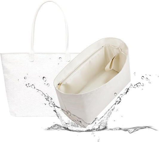 Lightweight Bag Insert for Artois PM, Side Zipper, Nata | Bottle Holder and Side Zip, Smooth Satin Interior, Easy-Care Outer Surface, Multiple Color Options, Structured Yet Flexible by 19NeatThin