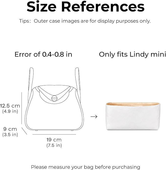 Purse Organizer Insert for HERMES Lindy Mini Handbag,Custom Fit Inside Premium Vanile Lightweight Water Resistant Tote Bag Insert - Image 2