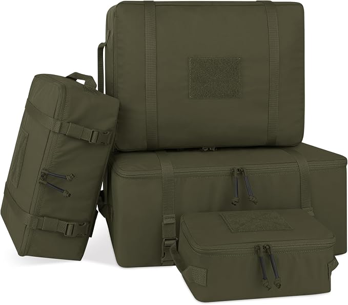 PETAC GEAR 4 PCS Tactical Modular Packing Cubes with Waterproof Material, Large Capacity Storage Bag, Easy Clean Outdoor Travel Organize Storage Pouches Bags (RG) by PetacGear