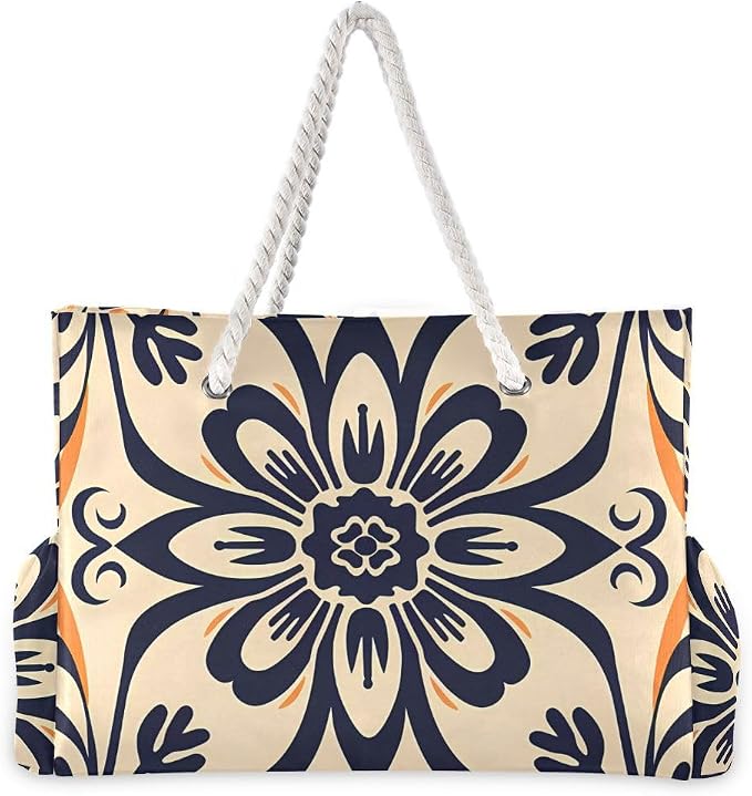 senya Large Beach Shoulder Bags Canvas Tote Water Resistant for Gym Travel Daily - Image 4