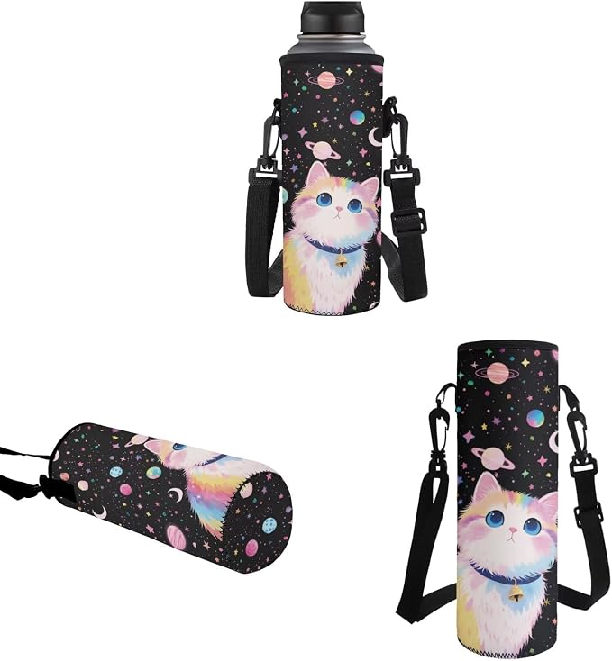 Cat Planet Backpack 4 Pcs Set for Girls Kids Casual Bookbag School Book Bag with Insulated Lunch Bag Pencil Case Water Bottle Sling, Back to School Supplies - Image 5