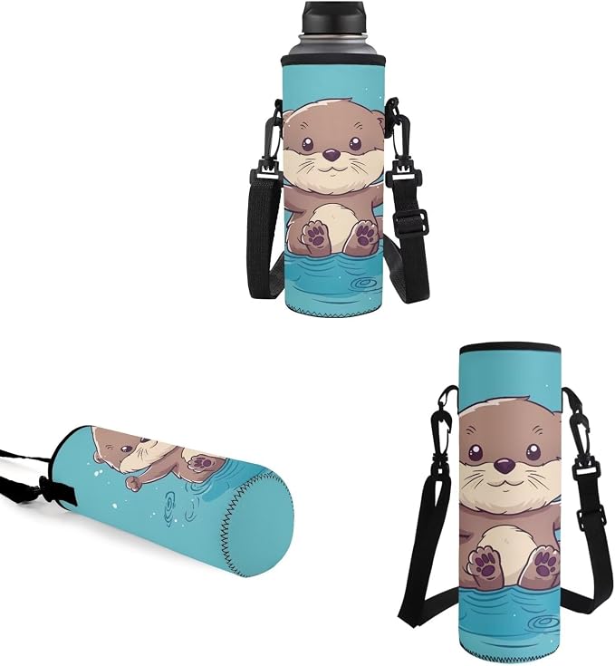 School Backpack for Girls 10-12 with Water Bottle Carrier Insulated Lunch Box Pencil Case for Kids, Kids School Bag Bookbag for Preschool Kindergarten Elementary, Cute Otter Print - Image 5