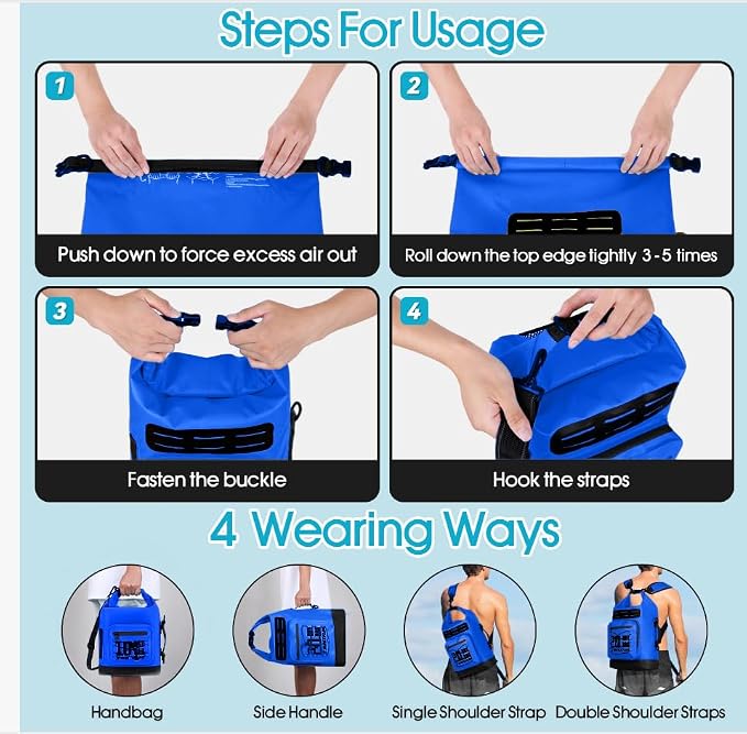 MORXPLOR Dry Bag Waterproof,5L/10L/20L/30L/40L/55L Roll Top Dry Bag Backpack with WaterProof Phone Case for Swim,Kayak - Image 3