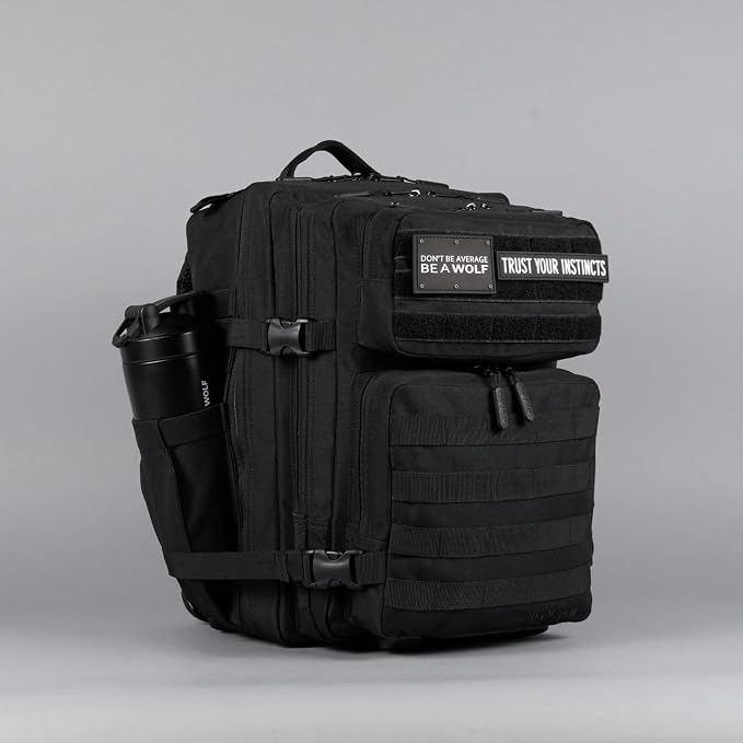 WOLFpak 35L Tactical Gym Backpack (Alpha Black) Durable 1000D Waterproof Oxford Material with MOLLE Webbing, Laptop Pocket & Dual Cup Holders, Durable Fitness/Travel/Military Daypack - Image 7