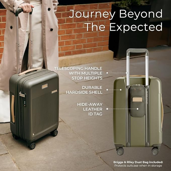 Briggs & Riley Essential 22 Inch Carry-On Expandable Spinner - Expandable Hardside Carry-On Luggage with CX Compression Technology - TSA Lock - Spinner Wheels - Sympatico Collection - Olive - Image 6