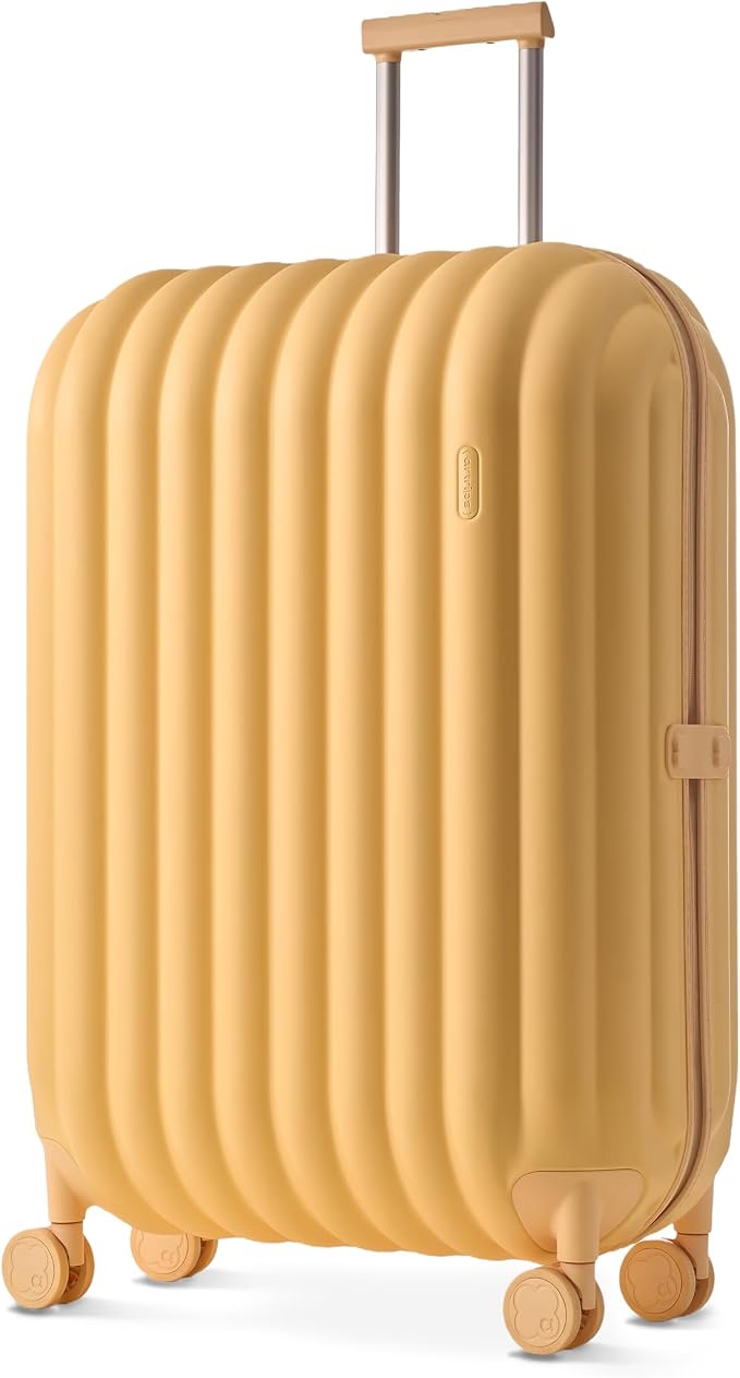 artrips Large Checked Luggage 28 Inch, Hard Shell Suitcase with Spinner Wheels, Large Travel Suitcase for Long Trips and Family Travel, Yellow by artrips