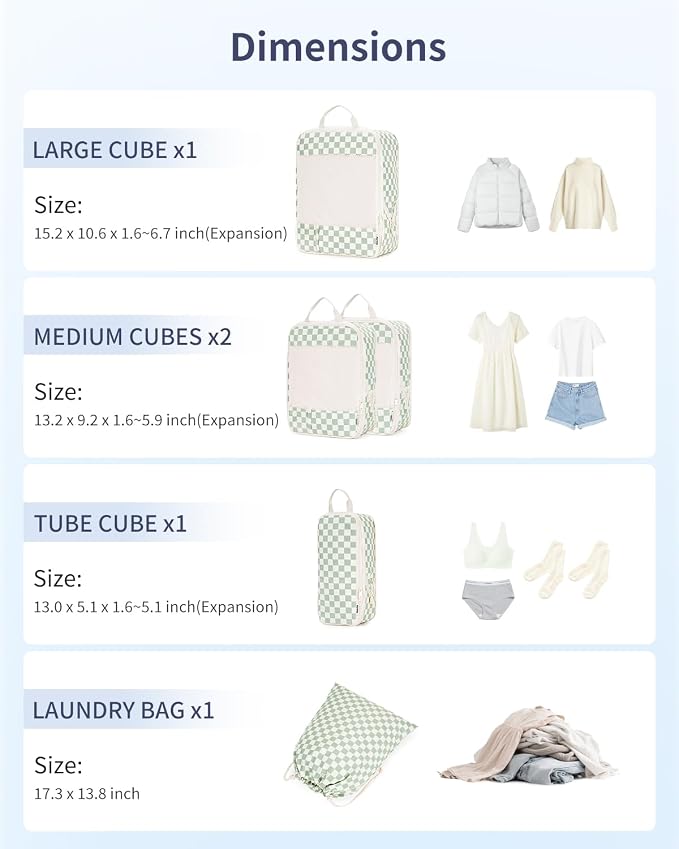 Narwey 6 Set Compression Packing Cubes for Travel Women Men, Travel Cubes for Carry On Suitcase, Durable Compression Luggage Organizer Bags - Image 3