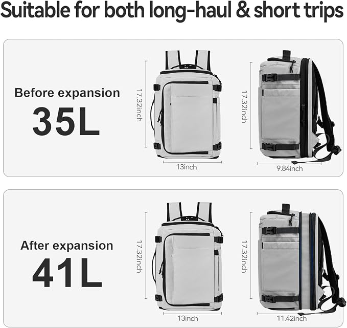 Carry On Travel Backpack Flight Approved Laptop Backpack for Women Men | Personal Item Travel Bag, Casual Weekender Daypack with Wet Pocket for Business, Hiking - Image 5