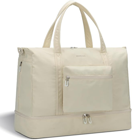 Women's Weekender bag Travel Duffel Bag with Shoe Compartment 21-inch Airline-Approved Carry-On, 2-Piece Overnight Bag Set Personal Item Luggage by GAYUAPEIABAG