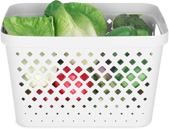 Glad Plastic Storage Basket Set, Value Pack of 6 | Open Storage Bins for Shelves, Bathroom, Pantry, Closet | Nesting Organizer Boxes with Handles, 4 Gallon, White - Image 4