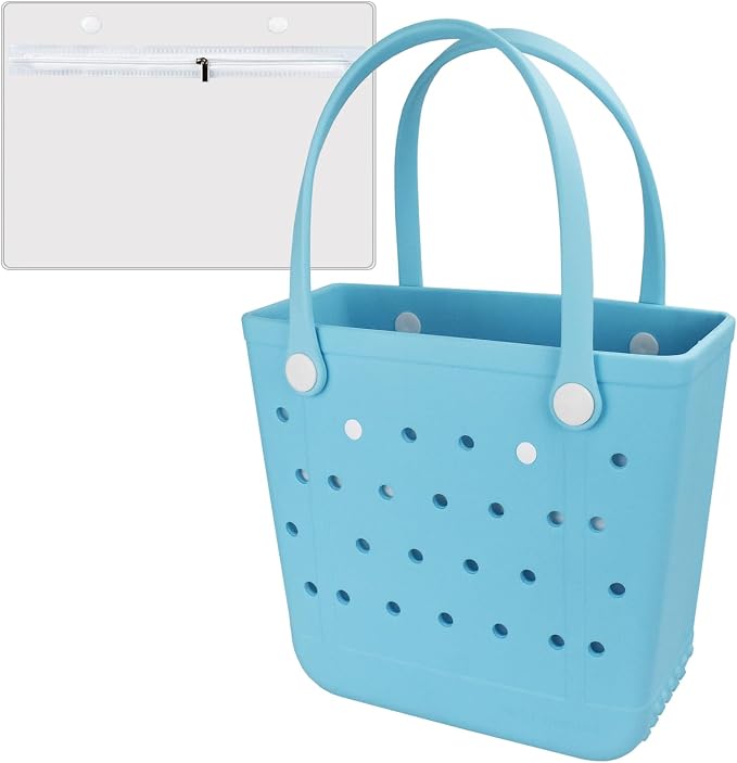Rubber Beach Bag for Women, Waterproof Travel Tote Bags for Beach | Waterproof Sand-proof Tote Bags with Zipper Pocket, Durable Lightweigh Tote Bag for Outdoor by Unknown
