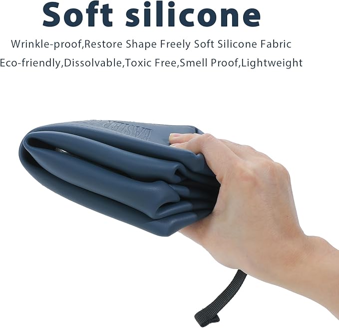 6"x 9.84" 4.5L Large Silicone Toiletry Bag,Waterproof Leakproof Foldable Travel Organizer,Dopp Kit Alternative for Men & Women,Navy Blue - Image 5