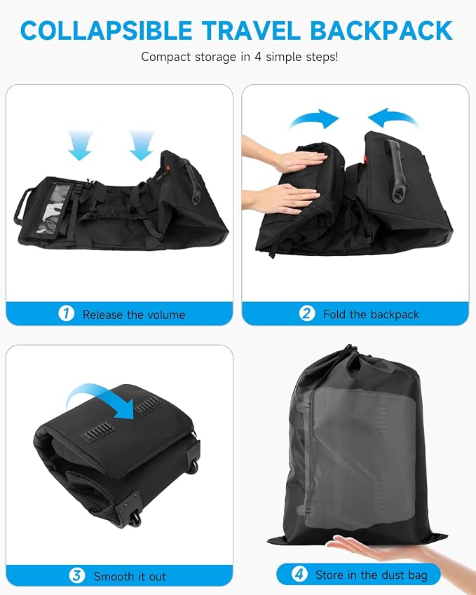 100L Rolling Duffel Bag with Wheels, Foldable Extra Large Travel Duffle Backpack, Heavy Duty Luggage Bag with Shoe Compartment for Moving, Camping, College Move-In, Hospital, Sports Gear - Image 3