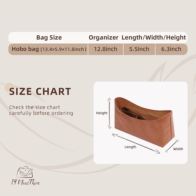 Lightweight Bag Insert, Waterproof Surface and Silky Satin Interior, Fits Geyard Bohème Hobo (Brown, With Zipper and Bottle Holder) | Bottle Holder and Side Zip, Smooth Satin Interior, Easy-Care Outer Surface, Multiple Color Options, Structured Yet Fle... - Image 2