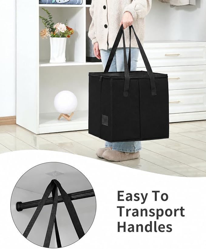 Qozary 2 Pack Clothes Hanger Organizer Bag-Rigid Hanger Storage Containers with Lid for Dustproof, Large Hanger Holder, Hanger Caddy Organizer Box with Handle-Keep Hangers Separate - Image 3