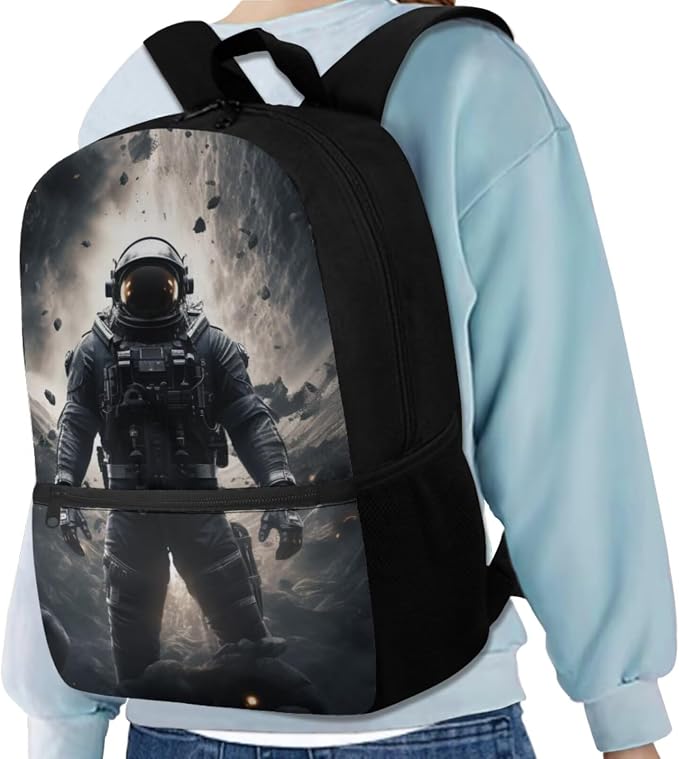 Astronaut Backpack for Kids Boys Backpack with Lunch Box Water Bottle Bag and Soft Pencil Case 4PCS Set Sturdy Lightweight Bookbag with Front Pocket 17" Large Capacity Elementary School Bag - Image 2