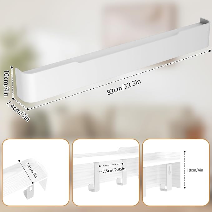 Wall Mounted Coat Rack with Shelf, Wooden Entryway Organizer with Hidden Metal Hooks for Hanging Coats Bags Keys, Modern Floating Shelf for Hallway Bathroom - Image 2