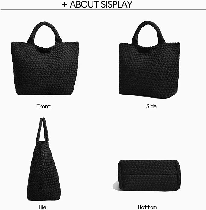JINMANXUE Woven Hobo Bag For Women Neoprene Tote Bag Large Capacity Handbag Patchwork Handmade Casual Shoulder Bags - Image 4