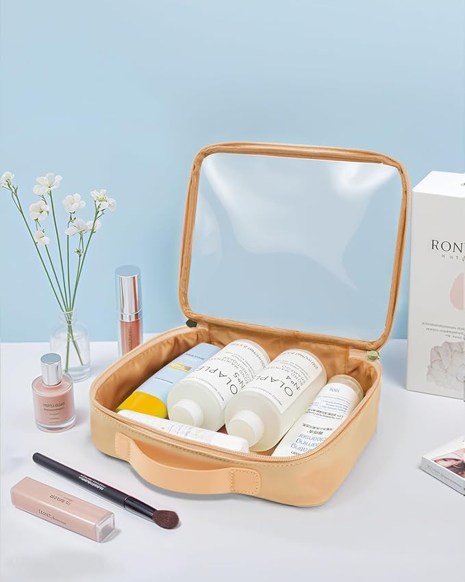 LETGO Clear Makeup Bags - TSA Approved Toiletry Bag with Handle Large Opening, Clear Toiletry Bags for Traveling Travel Essentials Travel Size Toiletries Car Accessories for Women (Large Sand) - Image 7