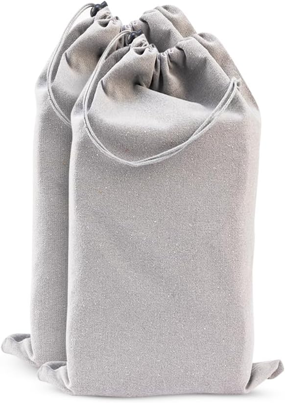 LFH Cotton Rich Shoe Storage Bags with Drawstring, Dustproof Breathable Reusable Organizer, Perfect For Travel, Dorm, Hotel, College, Gym, Easy to Carry, Machine Washable 8"x17" (Pack of 2) - Grey by LFHHomePrivateLimited