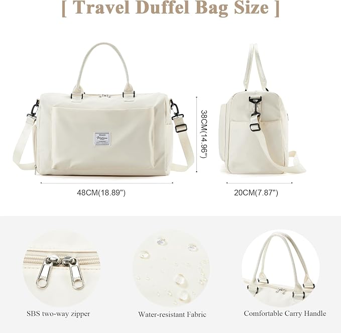 Travel Duffel Bag, Carry On Overnight Weekender Bags for Women | Travel Bag with Wet Pocket & Trolley Sleeve, For Spirit Airlines 18x14x8 Personal Item Bag - Image 4