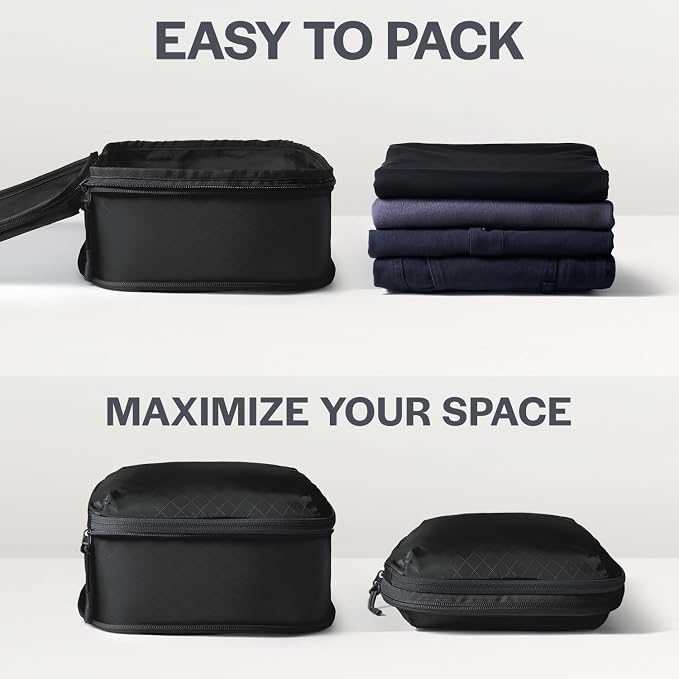 Aerotrunk Ultralight Compression Packing Cubes - Lightweight Travel Organizers for Suitcases and Luggage (3-Pack, Black) - Image 5