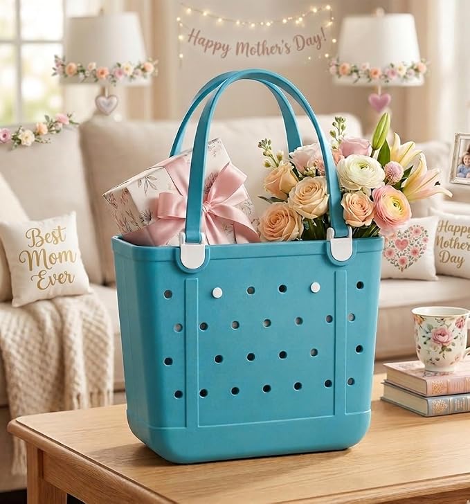 Rubber Beach Bag for Women, Waterproof Travel Tote Bags for Beach | Waterproof Sand-proof Tote Bags with Zipper Pocket, Durable Lightweigh Tote Bag for Outdoor - Image 3