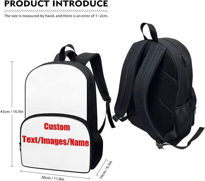 Custom Backpack Bookbag with Lunch Box Pencil Case Set 3 Pieces Set Personalized Design Backpack Daypack Satchel Add Your Image Text - Image 5