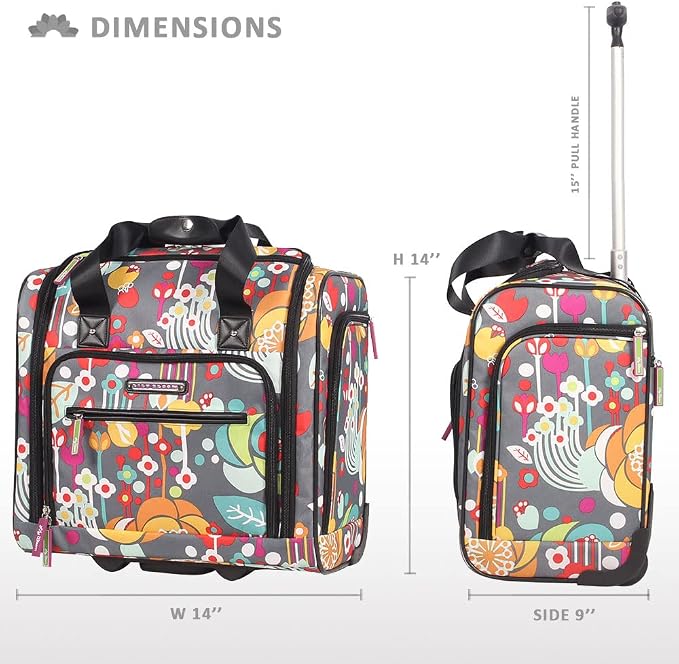 Lily Bloom Designer 15 Inch Carry On - Weekender Overnight Business Travel Luggage - Lightweight 2- Rolling Wheels Suitcase - Under Seat Rolling Bag for Women (Bliss) - Image 5