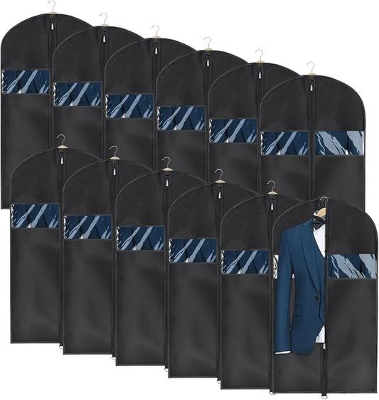 Univivi Garment Bag Suit Bag for Storage and Travel 43 inch, Washable Suit Cover for T-Shirt, Jacket, Suits, Coats, Set of 12, Oxford Fabrics by Univivi