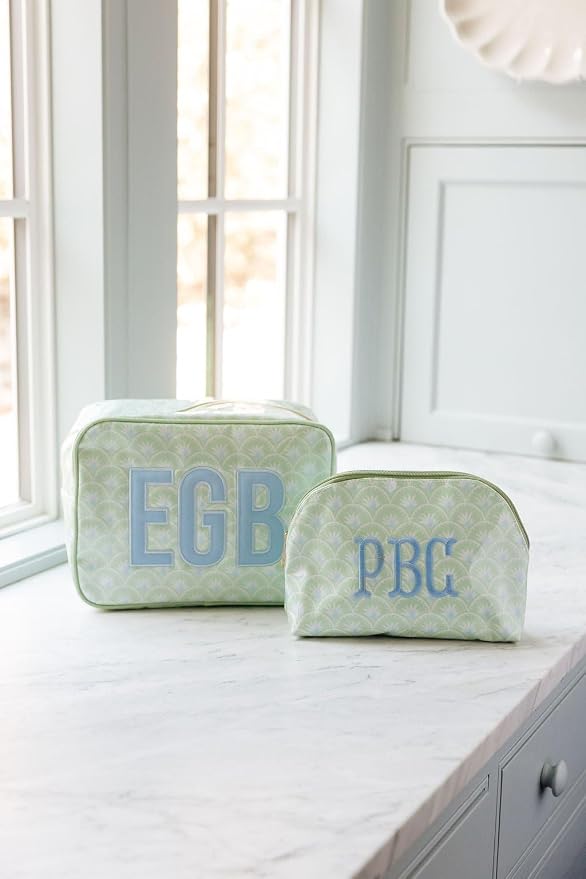 Personalized Clear Coated Pouch - Medium or Large Toiletry Bag with Embroidered or Applique Monogram, Custom Makeup or Travel Organizer, Easy-Clean Cosmetic Bag, Travel Gift for Women (Peony, M) - Image 2