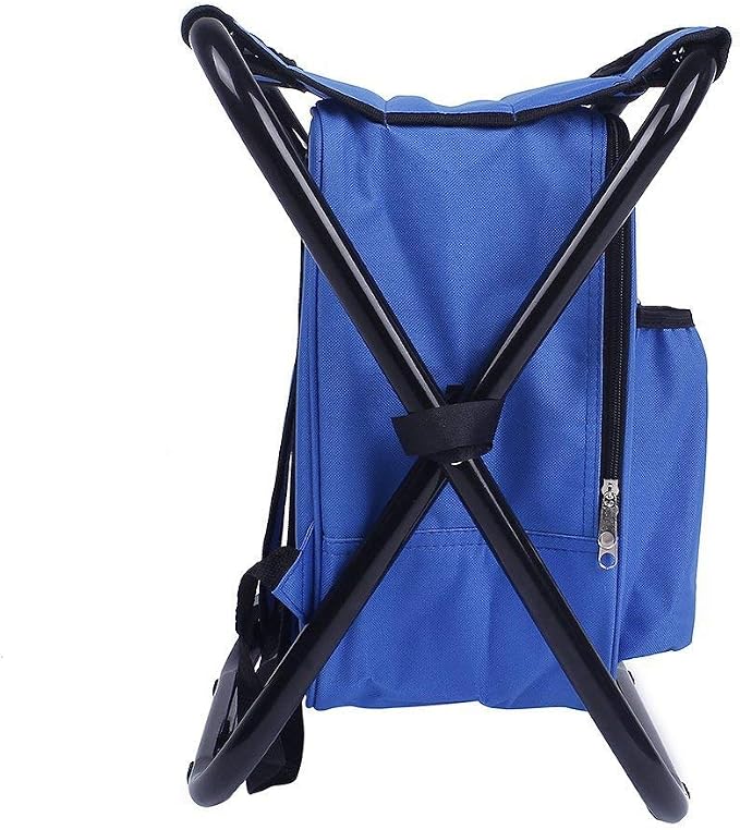 Folding 3 in 1 Camping Chair Stool Backpack with Cooler Insulated Picnic Bag, Hiking Camouflage Seat Table Bag Camping Gear for Outdoor Indoor Fishing Travel Beach BBQ (Blue) - Image 5