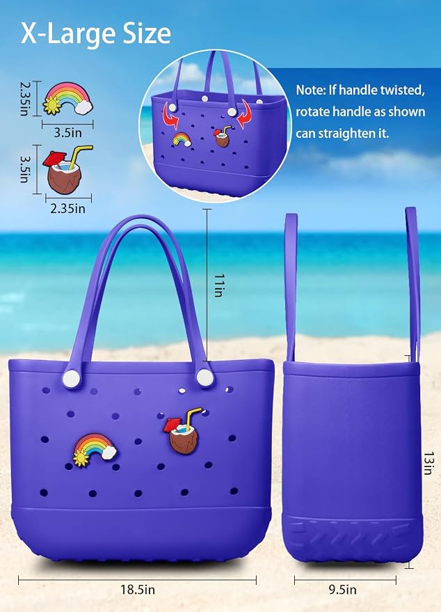 Baonat Beach Bag Rubber Tote Bag - Waterproof Travel Bag for Women Washable Tote Bag Handbag for Sports Beach Market Pool - Image 2