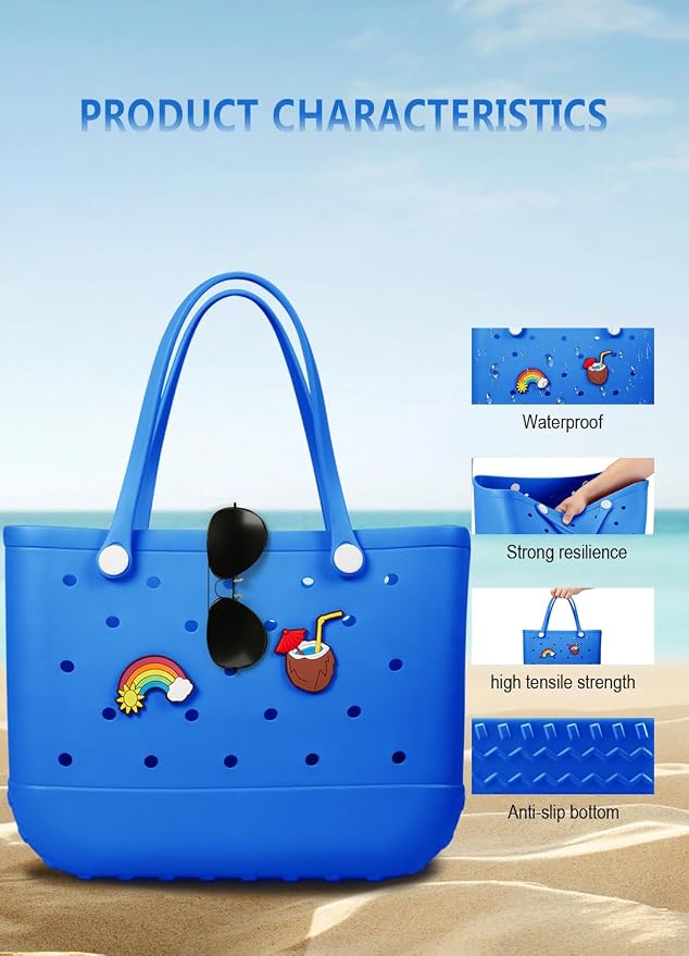 Baonat Beach Bag Rubber Tote Bag - Waterproof Travel Bag for Women Washable Tote Bag Handbag for Sports Beach Market Pool - Image 6