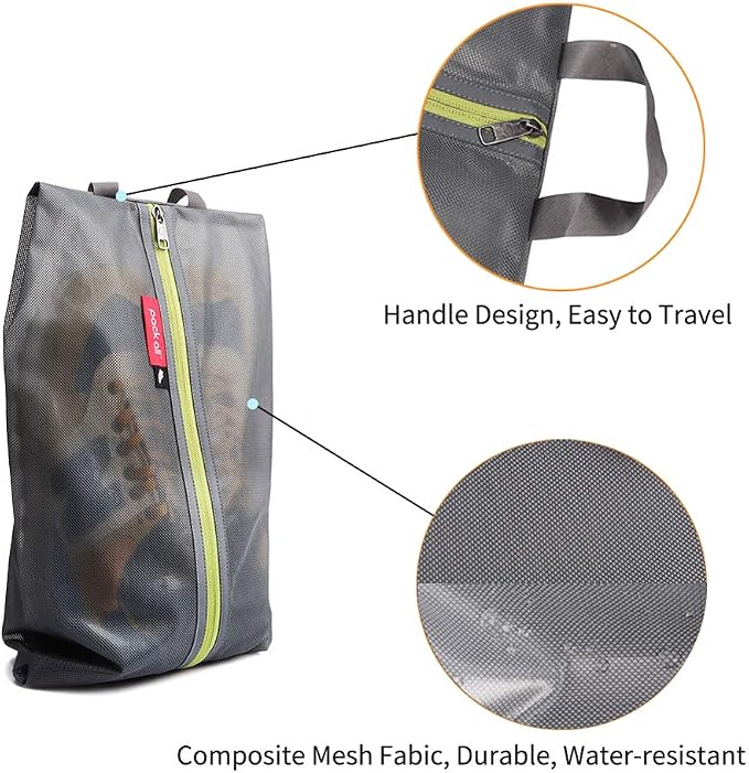 pack all Grey Bundle | Water Resistant 2 Pcs Shoe Bag & 3 Pcs Zipper Pouch Set for Travel, Home, Outdoor - Image 5