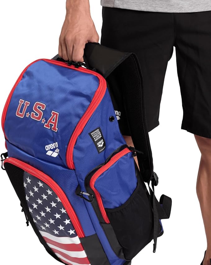 ARENA Spiky III Backpack 45 USA Swimming Athlete Sports Gym Rucksack Large Training Gear Equipment Swim Bag for Men and Women, 45 Liters, US Team - Image 4