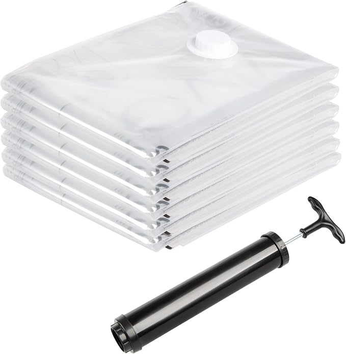 LEVIVO Vacuum Bag for Space-Saving Storage, 6-Piece Set, incl. Hand Pump for Travelling by LEVIVO